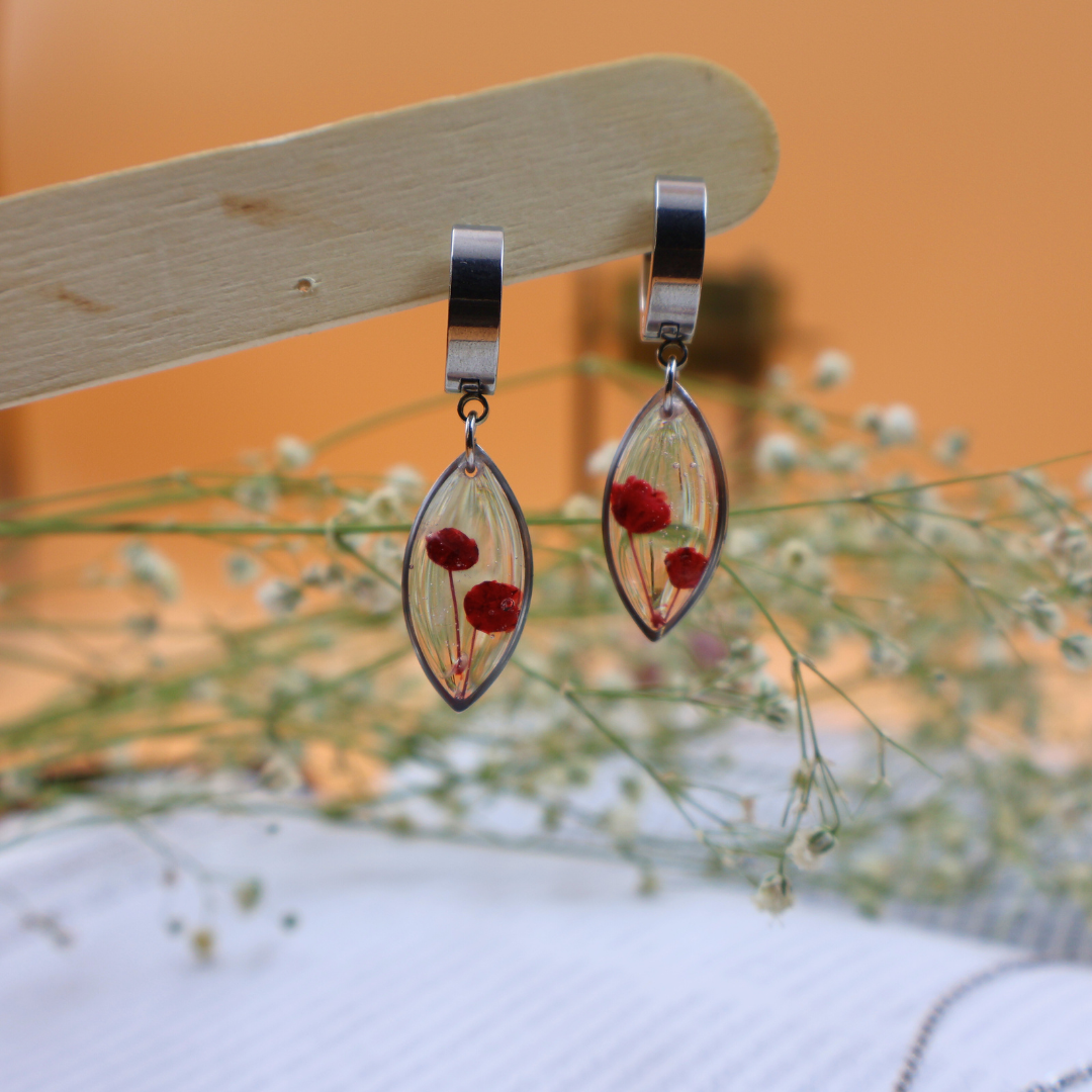 Red Gypsophila Earrings