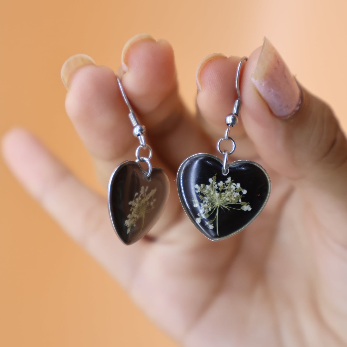 Classic Black Floral Earrings