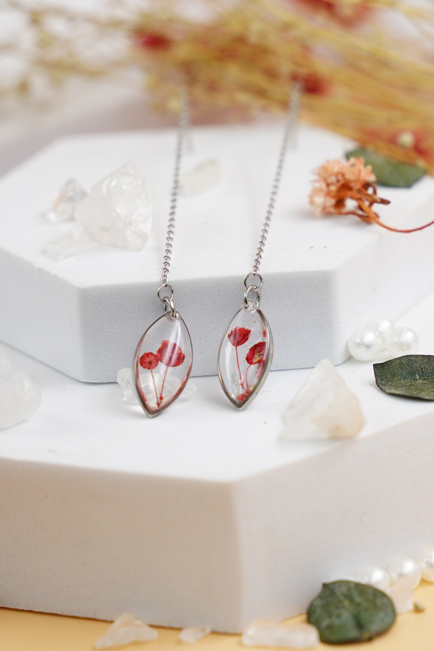 Red Gypsophila Earrings